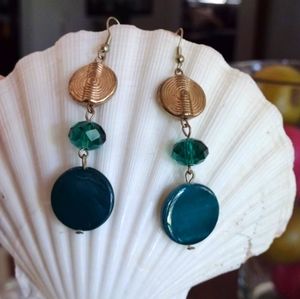 ❤️SOLD❤️ Emerald Green Faceted & Stone Like Drop Earrings